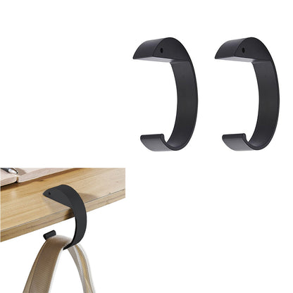Set of 2Pcs C-Shape Hooks Purse Handbag Hangers for Table Desk Black