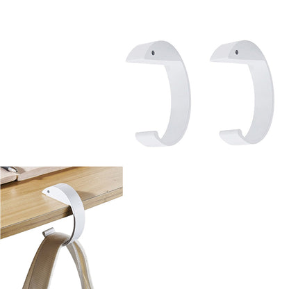 Set of 2Pcs C-Shape Hooks Purse Handbag Hangers for Table Desk White