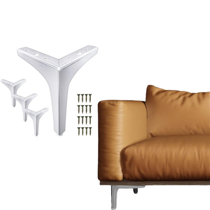 Set of 4Pcs Furniture Legs Metal Feet Triangle Feet Replacement Cabinet Dresser Legs Silver