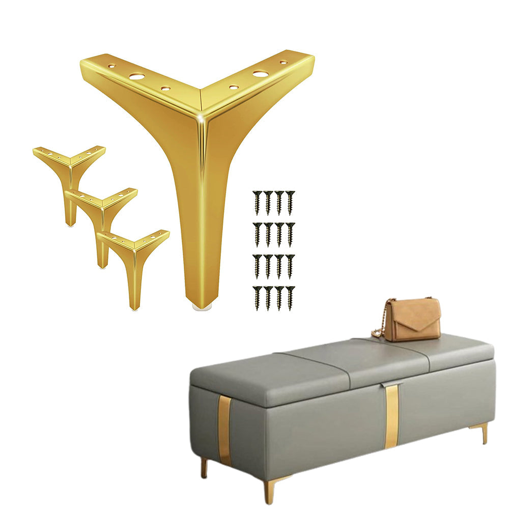 Set of 4Pcs Furniture Legs Metal Feet Triangle Feet Replacement Cabinet Dresser Legs Gold