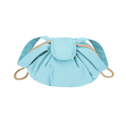 Travel Barrel Drawstring Makeup Bag Cosmetic Bag Toiletry Organizer Blue