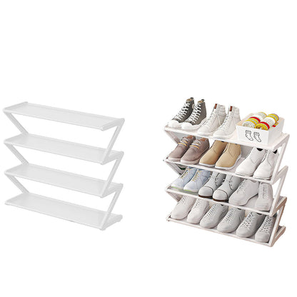 4-Tier Shoe Rack Organizer Space Saving Shoes Organizer for Entryway Bedroom White