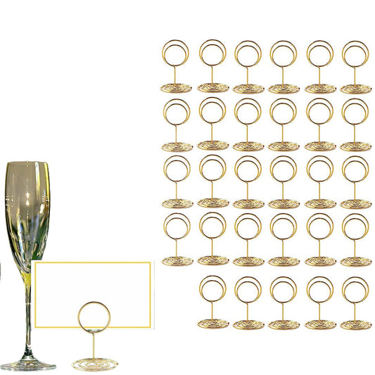 30Pcs Set Table Number Holders Place Card Name Menu Clips Table Sign Holders for Wedding Party Gold