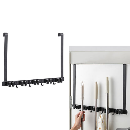 Hanging Over The Door Broom Holder Stainless Steel Mop and Broom Holder Tool Organizer for Garage Closet Laundry