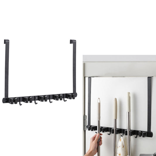 Hanging Over The Door Broom Holder Stainless Steel Mop and Broom Holder Tool Organizer for Garage Closet Laundry