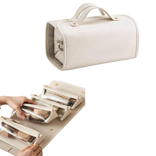 Travel Foldable Makeup Organizer Bag Portable Toiletry Bag Cosmetic Bag with Divider Pouch