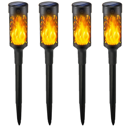 4Pcs Solar Flickering Flame Lights Outdoor Tiki Torches Lights for Outside Decor