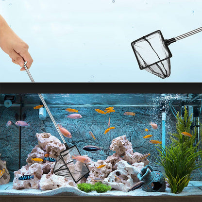 Telescopic Aquarium Fish Nets Rectangle Frame Nylon Tank Scoop