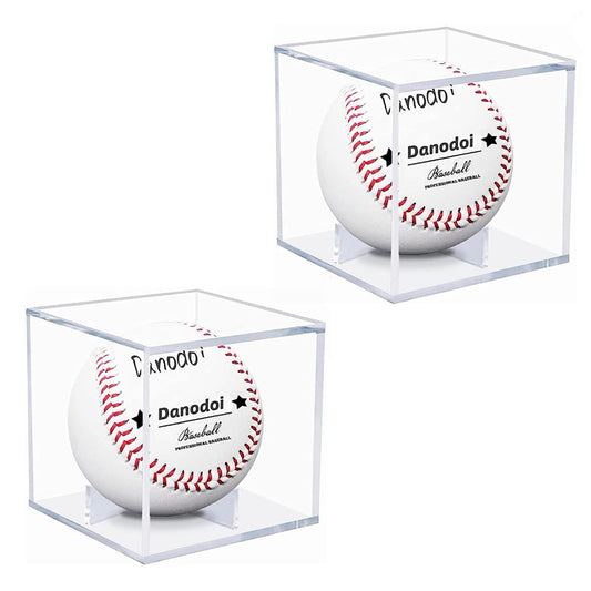 2Pcs Clear Baseball Display Case Cube Shape Acrylic Baseball Storage Box