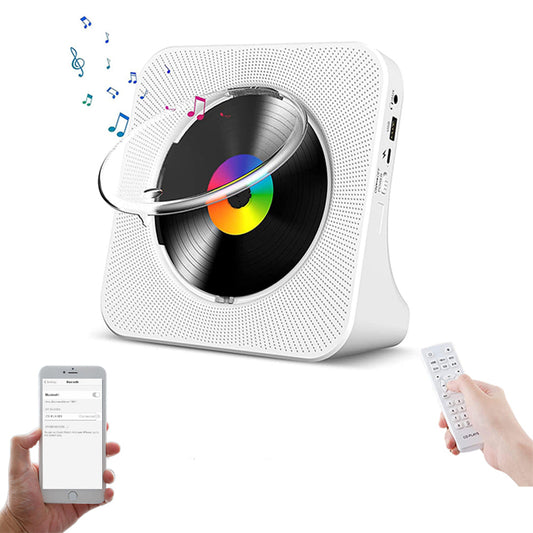 USB Powered Bluetooth CD Player with Digital Screen Display Desktop Music Player White