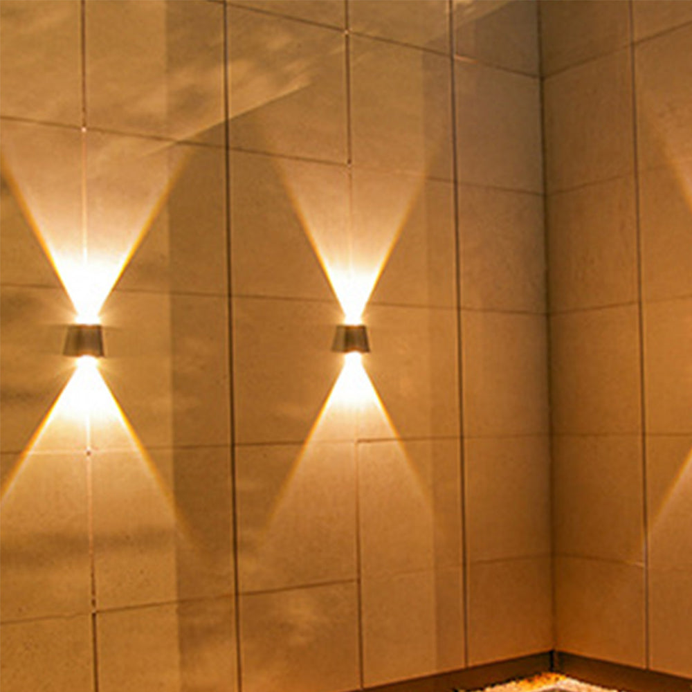 2Pcs Solar Wall Lights Outdoor Up and Down Sconce Lights for Garden Patio Garage Porch Warm