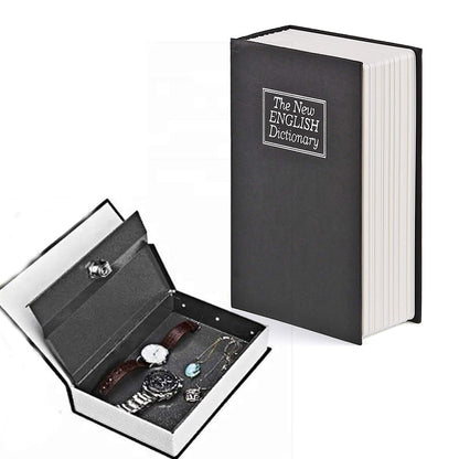 Dictionary Book Secret Money Case  Key Lock Jewellery Security Box Black
