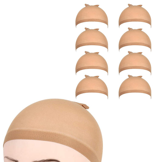 8Pcs Stocking Wig Caps Stretchy Nylon Hair Net for Women Nude