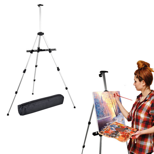 168cm Adjustable Art Painting Easel Stand Aluminum Metal Tripod for for Table-Top Floor Drawing and Displaying