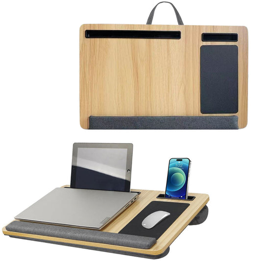 Laptop Desk with Built in Mouse Pad Wrist Pad Laptop Stand with Tablet/Phone Holder Brown