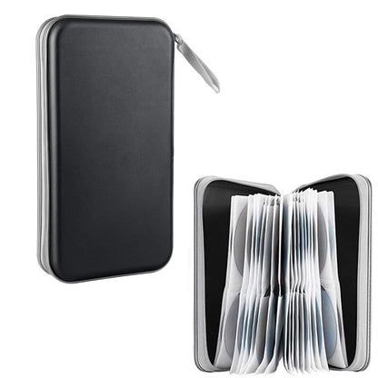80 Capacity CD Case Holder DVD Disc Storage Binder Wallet for Car Home Office Black