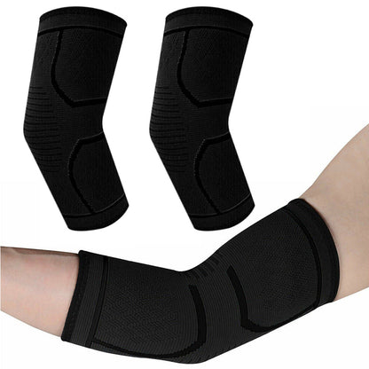 Pair of Elbow Compression Sleeve Elastic Arm Brace Support Wrap for Sports Black