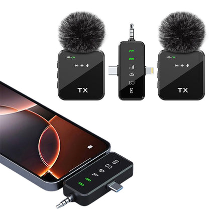 3-in-1 Wireless Lavalier Microphone 2.4G Plug and Play Mini Microphone for Recording Interview Vlogs
