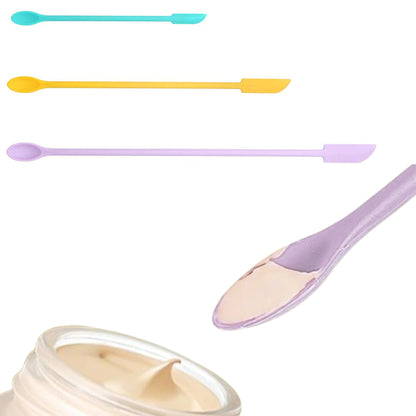 3Pcs Set Mini Silicone Spatula Reusable Cosmetics Splatula Jar Scrapers Mixcolor