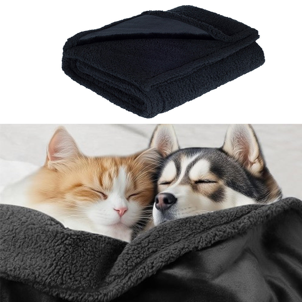Reversible Pet Blanket Liquid Pee Proof Dog Blanket for Sofa Bed Couch Furniture Protector Cover Black