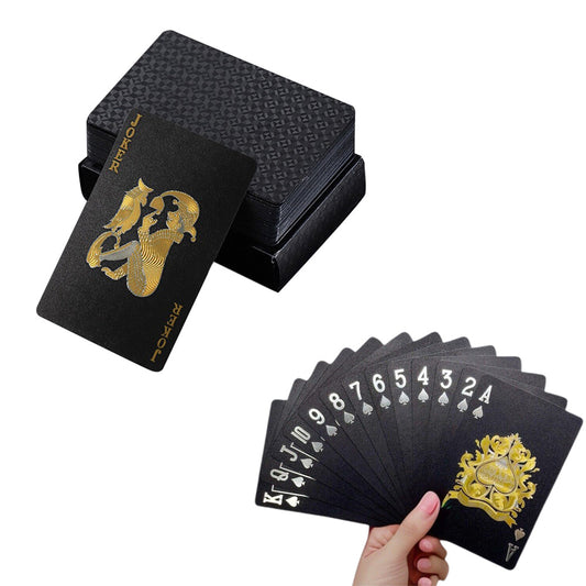 Waterproof Playing Cards Set Plastic Deck of Cards Poker Game Set for  Party Camping Travel On-the-Go Black