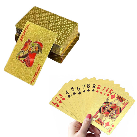 Waterproof Playing Cards Set Plastic Deck of Cards Poker Game Set for  Party Camping Travel On-the-Go Gold