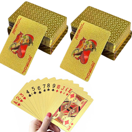 2 Pack Waterproof Playing Cards Set Plastic Deck of Cards Poker Game Set for  Party Camping Travel On-the-Go Gold