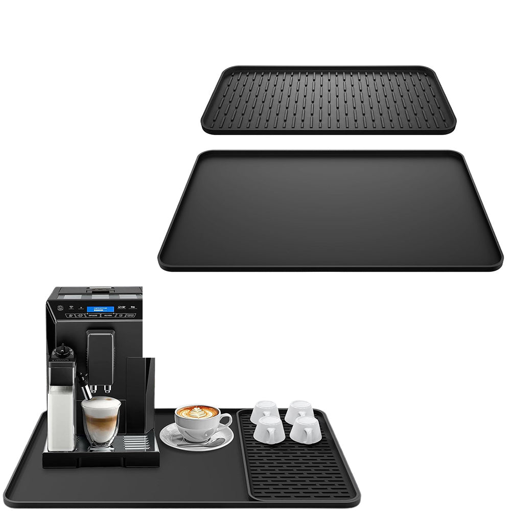 2-in-1 Silicone Coffee Mat Kitchen Countertop Mat with Detachable Dish Drying Mat