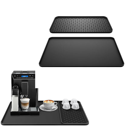 2-in-1 Silicone Coffee Mat Kitchen Countertop Mat with Detachable Dish Drying Mat