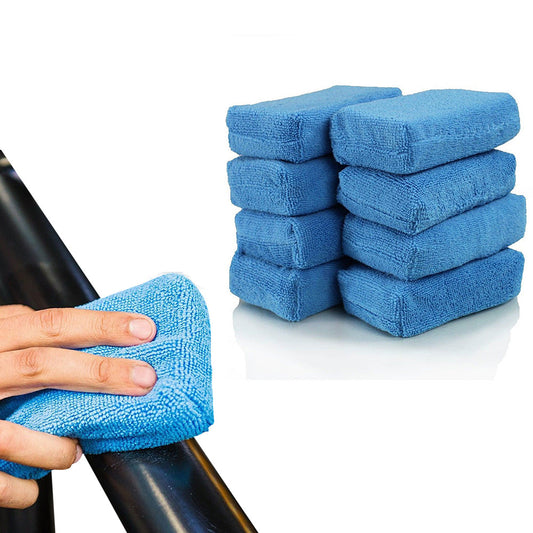 8PCS Microfiber Cleaning Pad Car Wash Sponge for Effortless Wax/Detailing/Polishing