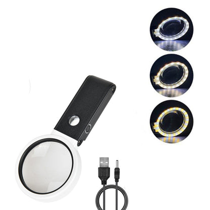 25X and 10X Magnifying Glass with LED Light Foldable Handheld Magnifier for Reading Jewelry Inspection Close Work