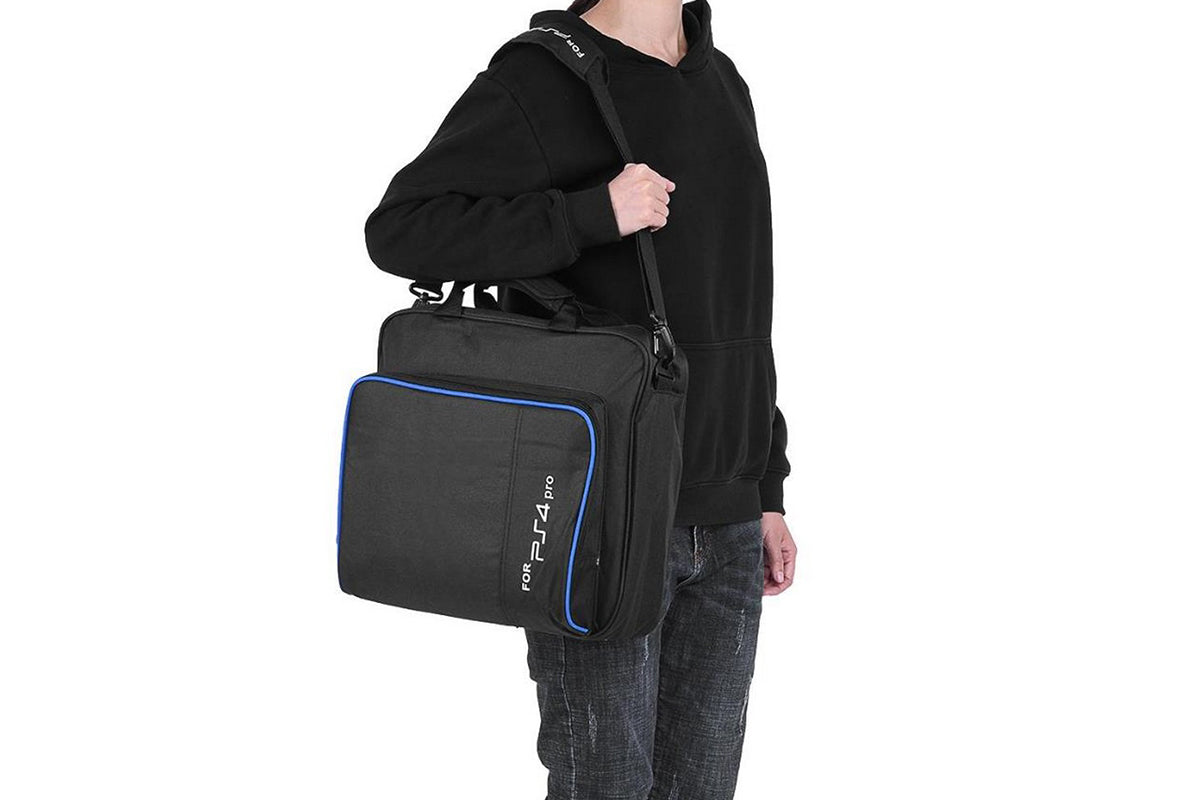 Carrying Bag for PS4 Pro Travel Storage Carry Case Game Case Playstation Shoulder Bag Handbag for Console and Accessories-Black with logo
