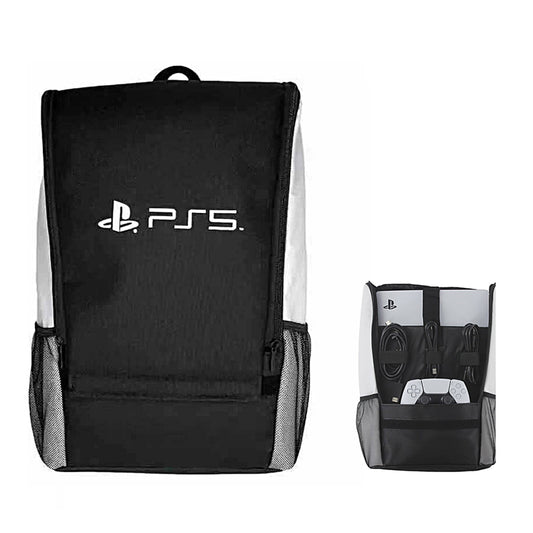 Travel Carrying Case Handbag Backpack for PS5 Bag Game Console Backpack Playstation 5 Console Travel Bag PS5 Set Multi Function-Black and white with logo