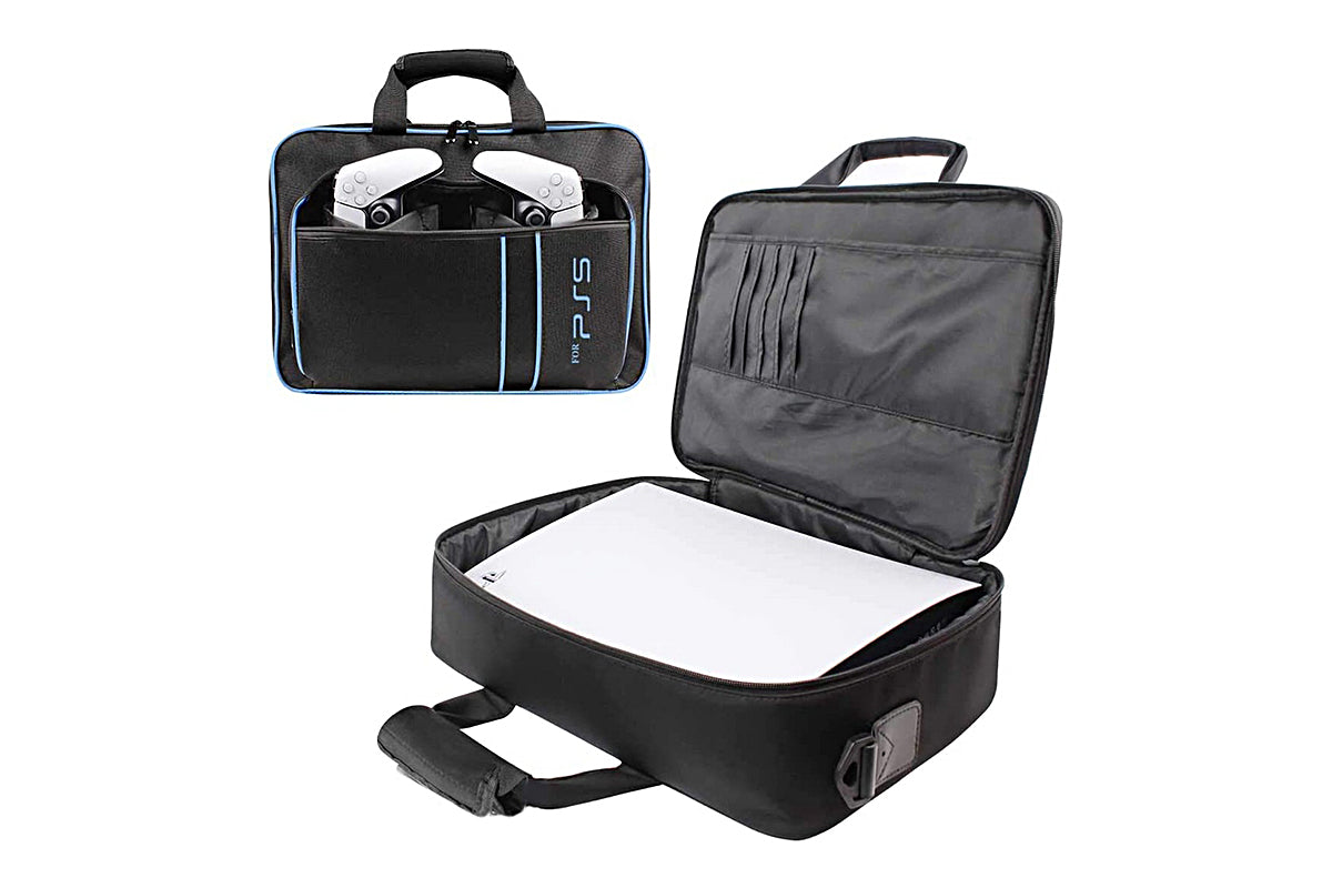 PS5 Carrying Case Travel Bag for Playstation 5 Console Digital Edition Controllers PS5 Shoulder Bag Game Console Case Backpack-Blue