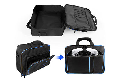 PS5 Carrying Case Travel Bag for Playstation 5 Console Digital Edition Controllers PS5 Shoulder Bag Game Console Case Backpack-Blue