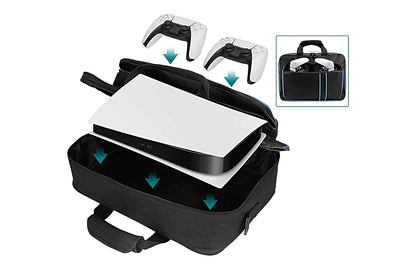 PS5 Carrying Case Travel Bag for Playstation 5 Console Digital Edition Controllers PS5 Shoulder Bag Game Console Case Backpack-Blue