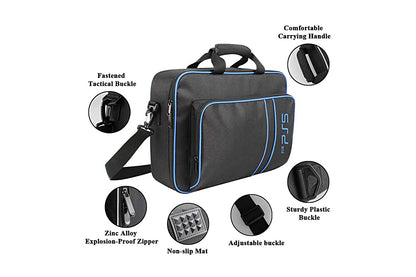 PS5 Carrying Case Travel Bag for Playstation 5 Console Digital Edition Controllers PS5 Shoulder Bag Game Console Case Backpack-Blue