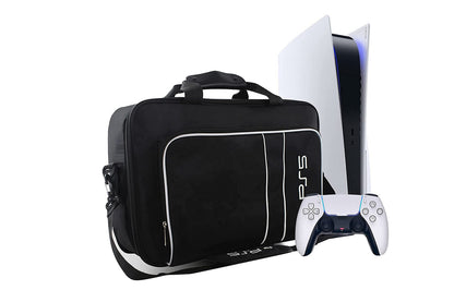 PS5 Carrying Case Travel Bag for Playstation 5 Console Digital Edition Controllers PS5 Shoulder Bag Game Console Case Backpack-Black