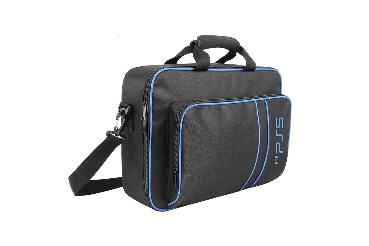 PS5 Carrying Case Travel Bag for Playstation 5 Console Digital Edition Controllers PS5 Shoulder Bag Game Console Case Backpack-Blue