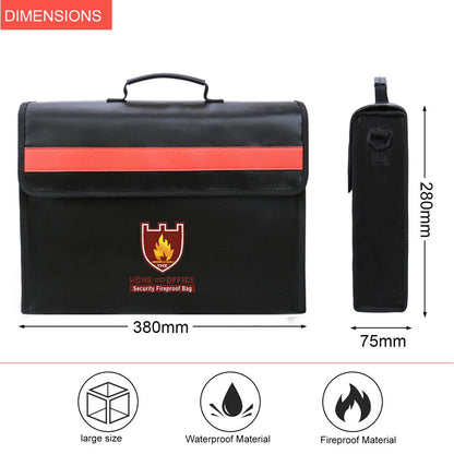 Security Fireproof Document Bag Shoulder Bag for Home Office