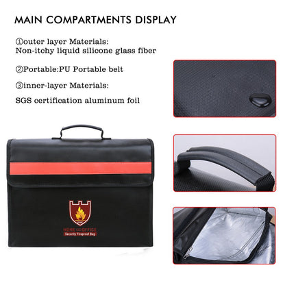 Security Fireproof Document Bag Shoulder Bag for Home Office