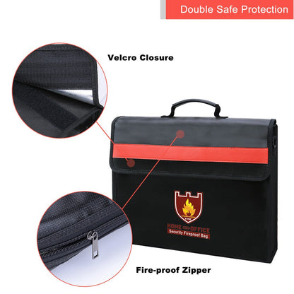 Security Fireproof Document Bag Shoulder Bag for Home Office