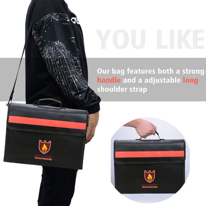 Security Fireproof Document Bag Shoulder Bag for Home Office