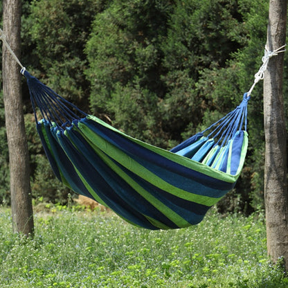190 x 150cm Blue Striped Hanging Hammock Swing Two People Swing Heavy Duty Camping Hammock