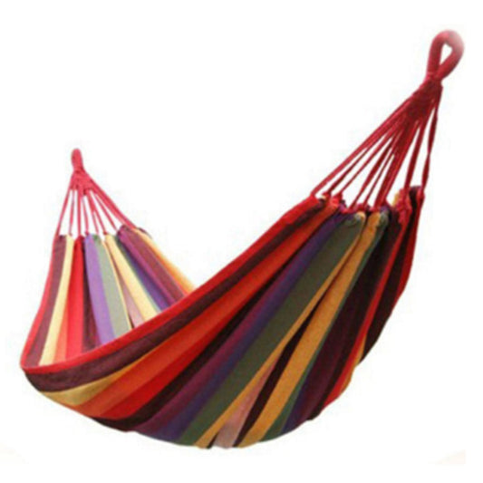 190 x 150cm Red Striped Hanging Hammock Swing Two People Swing Heavy Duty Camping Hammock