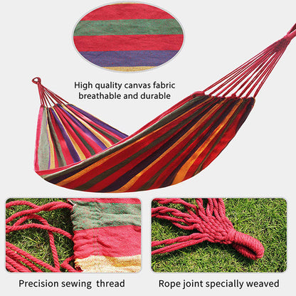 190 x 150cm Red Striped Hanging Hammock Swing Two People Swing Heavy Duty Camping Hammock