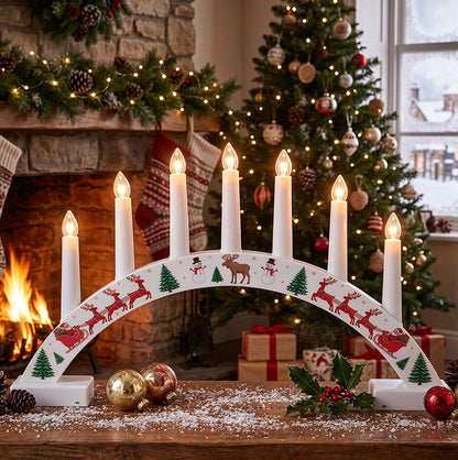LED Christmas Flameless Taper Candle Decoration Light Holder - White