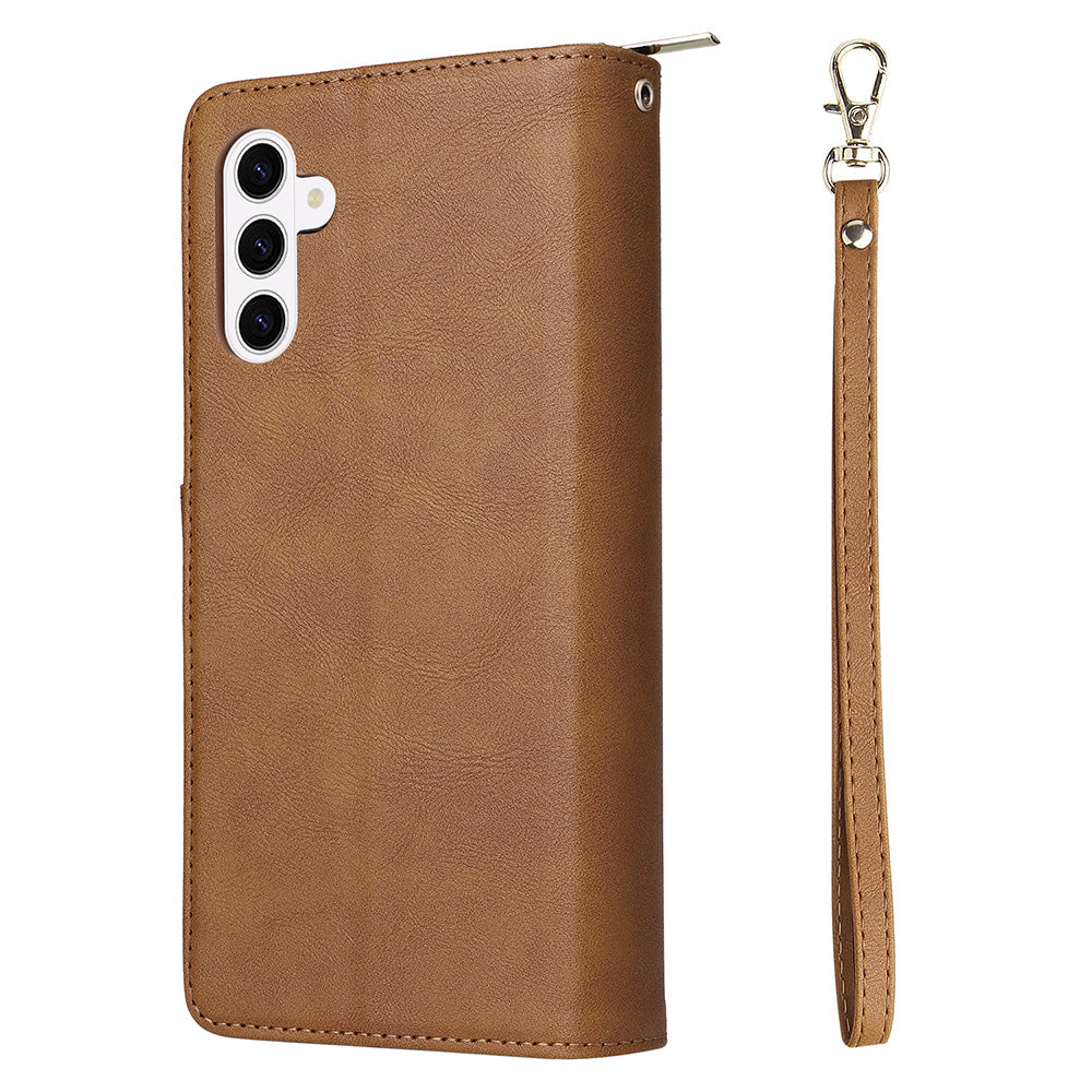 Wallet Leather Flip Cover for Samsung S26 Series with Card Slots Kickstand-Brown