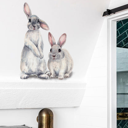 Cartoon Lovely Cute Two Bunnies Rabbits Wall Stickers Wall Murals Bunny Stickers