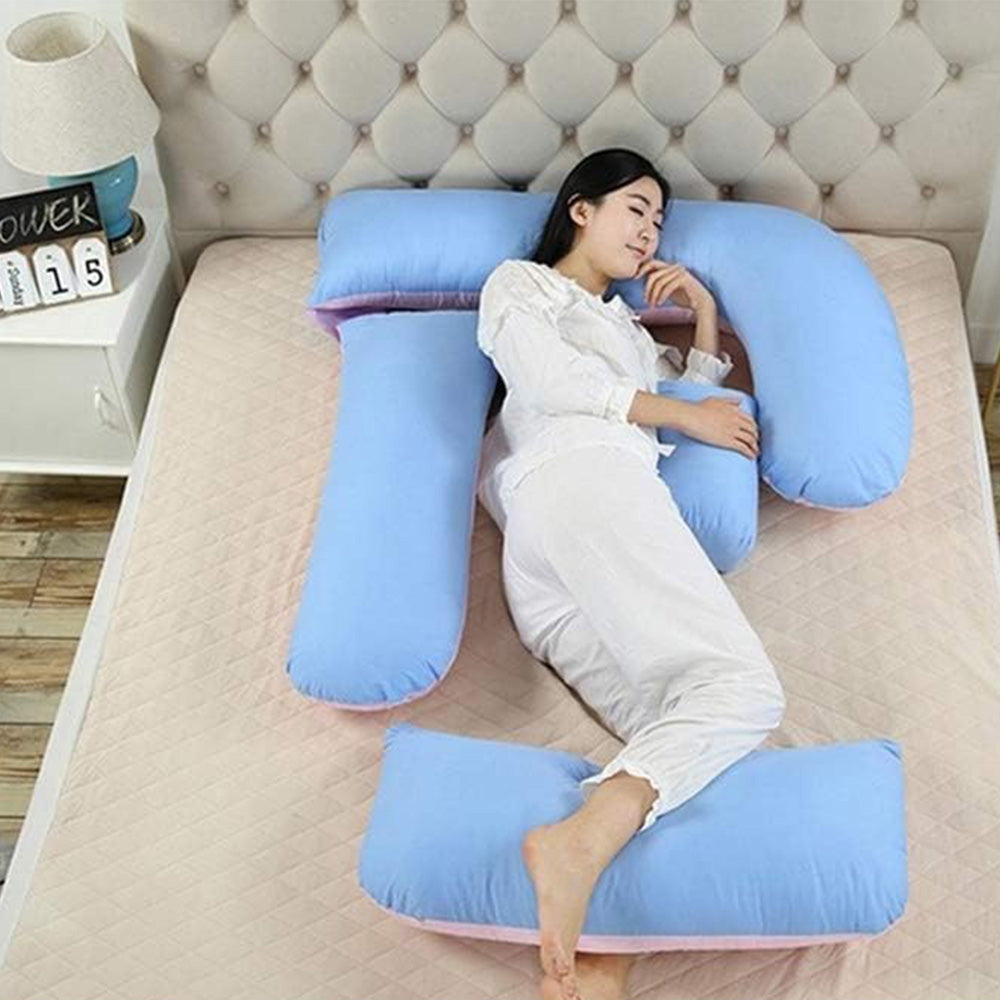 G-shape Pregnancy Pillows for Sleeping Full Body Maternity Support Pillow for Back Legs Belly HIPS Blue and Pink